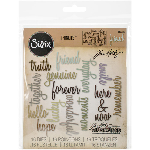 Sizzix Thinlits Dies By Tim Holtz 16/Pkg-Friendship Script Words - 660225 - 841182094056