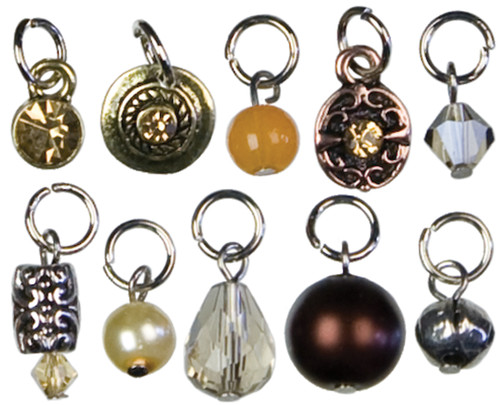 Cousin Jewelry Basics Metal Charms-Brown Glass & Metal Bead Cluster 10/Pkg A50026LT-8459