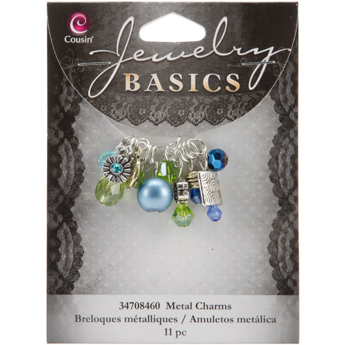 CousinDIY Jewelry Basics Metal Charms-Aqua Glass & Metal Bead Cluster 11/Pkg - A50026N3-8460 - 016321065673