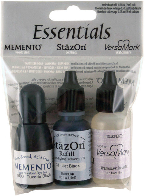 Essentials Ink Refills .5oz 3/Pkg-Black - Memento, StazOn & VersaMark - ES003001 - 712353721005 Essentials Ink Refills .5oz 3/Pkg-Black - Memento, StazOn & VersaMark - ES003001 - 712353721005