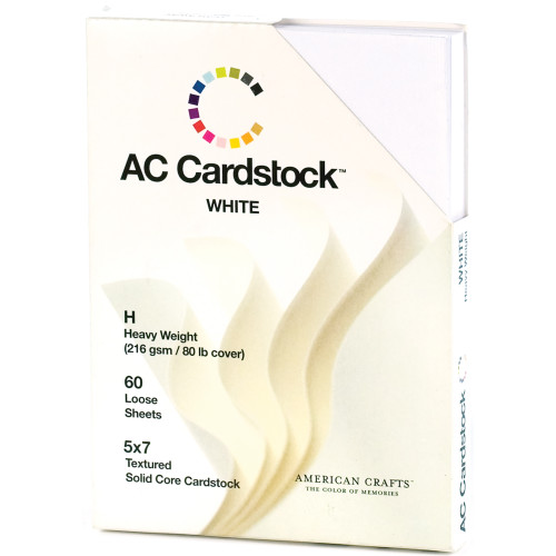 American Crafts Textured Cardstock Pack 5"X7" 60/Pkg-Solid White - 71289