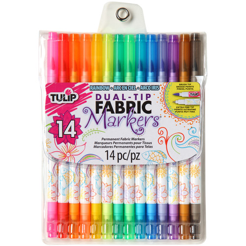 Tulip Dual-Tip Fabric Marker Set 14pc-Assorted Colors - 31960 - 017754319609