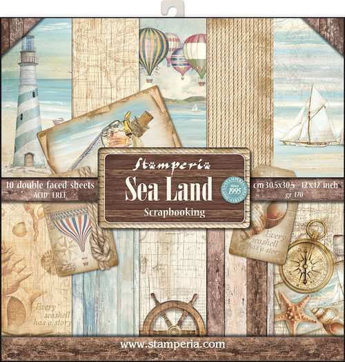 Stamperia Double-Sided Paper Pad 12"X12" 10/Pkg-Sea Land, 10 Designs/1 Each SBBL37 - 8024273993908