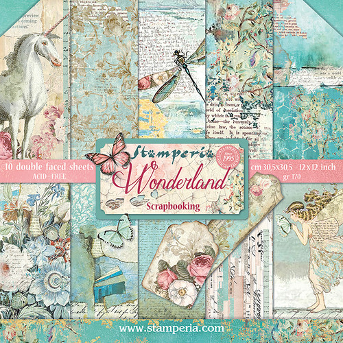 Stamperia Double-Sided Paper Pad 12"X12" 10/Pkg-Wonderland, 10 Designs/1 Each - SBBL38 - 80242739939158024273993915