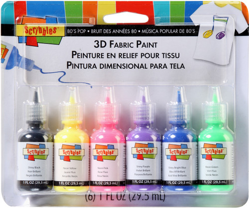 Scribbles 3D Fabric Paints 1oz 6/Pkg-80s Pop DFPS-26512 - 017754265128