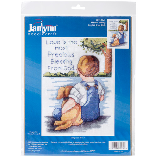 Janlynn Mini Counted Cross Stitch Kit 5"X7"-Precious Blessing (14 Count) - 21-1745 - 049489005366