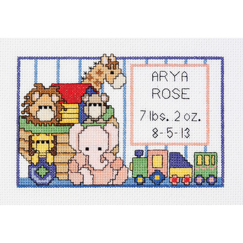 Janlynn Mini Counted Cross Stitch Kit 6"X4"-Noah's Ark Birth Sampler (14 Count) - SGP-0615