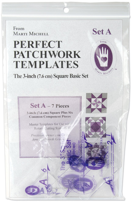 Marti Michell Perfect Patchwork Template-Set A 3" Basic Square Set 7/Pkg 8251M - 715363082517