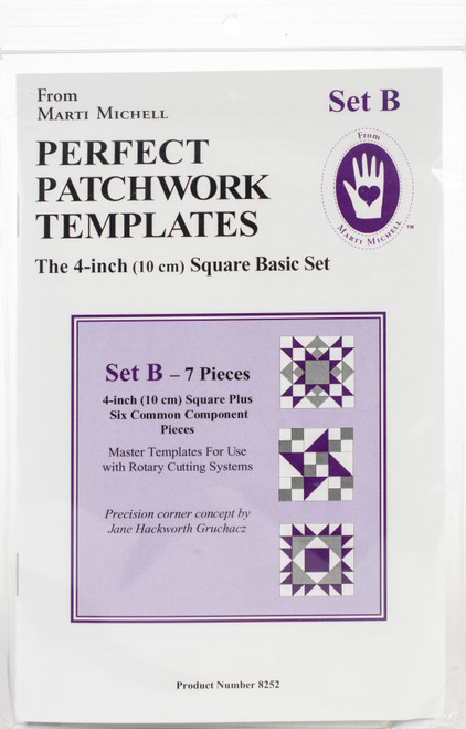 Marti Michell Perfect Patchwork Template-Set B 4" Basic Square Set 7/Pkg 8252M - 715363082524