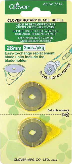Clover Rotary Blade Refill 28mm 2/Pkg- - 7514 - 051221522642
