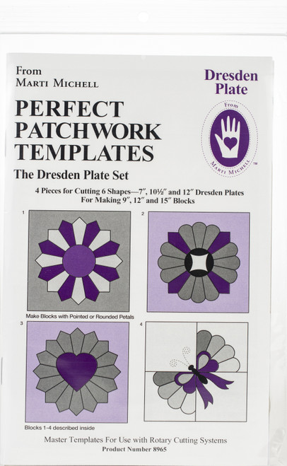 Marti Michell Perfect Patchwork Template-Regular Dresden Plate 4/Pkg 8965M - 715363089653