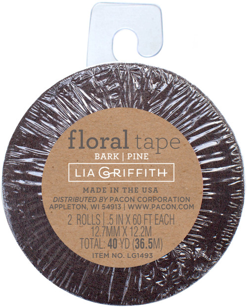 Lia Griffith Extra Fine Crepe Floral Tape .5"X60' 2/Pkg-Bark/Pine - LG1493 - 758834839784