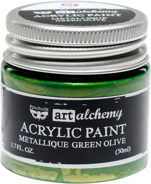 Finnabair Art Alchemy Acrylic Paint 1.7 Fluid Ounces-Metallique Green Olive AAAP-63163 - 655350963163