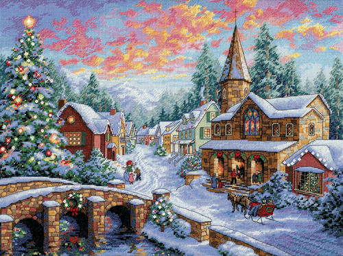 Dimensions Gold Collection Counted Cross Stitch Kit 16"X12"-Holiday Village (16 Count) 8783 - 088677087838