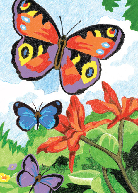 Royal & Langnickel(R) Mini Color Pencil By Number Kit 5"X7"-Bright Butterflies - CPNMIN-102