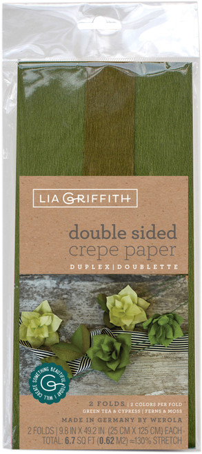 Lia Griffith Double-Sided Extra Fine Crepe Paper 2/Pkg-Green Tea/Cypress & Ferns/Moss - LG11023 - 190705000648
