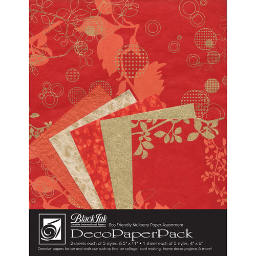 Black Ink Deco Paper Pack-Chinaberry Red DP-704 - 722559007049