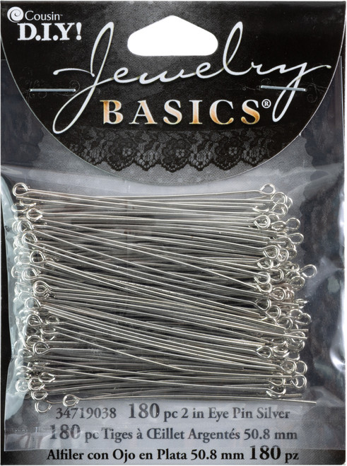 CousinDIY Jewelry Basics Metal Findings 180/Pkg-Silver Eye Pins 34719038 - 016321059900