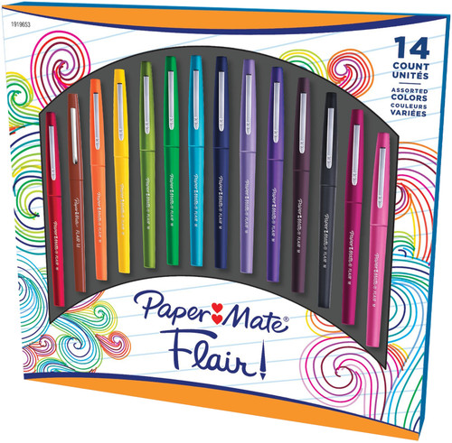Paper Mate Flair Medium Tip Pen Pack 14/Pkg-Assorted Colors 1919653 - 071641084100
