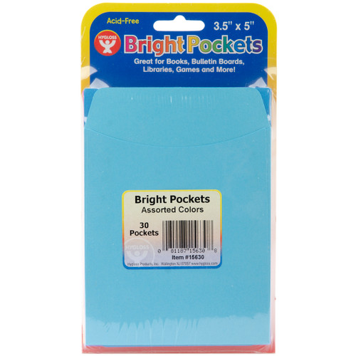 Hygloss Mighty Bright Pockets 3.5"X5" 30/Pkg-Assorted Colors 15630 - 081187156308