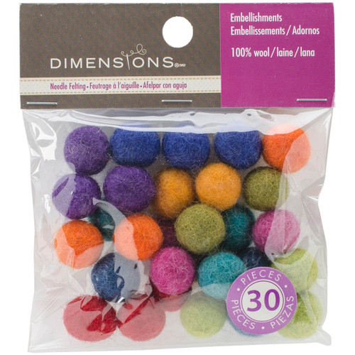 Dimensions Feltworks Ball Assortment-30/Pkg - 72-74019 - 088677740191