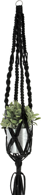 Hoooked Macrame Hanging Basket Kit W/Zpagetti Yarn-Black - PAK162-1 Hoooked Macrame Hanging Basket Kit W/Zpagetti Yarn-Black - PAK162-1