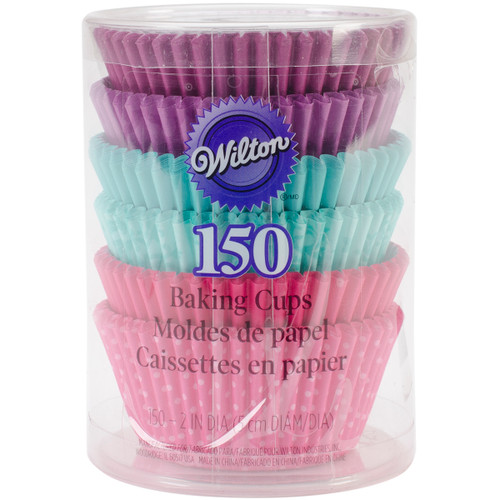 Standard Baking Cups-Pink, Turquoise & Purple 150/Pkg W4152182 - 070896321824
