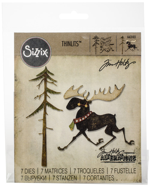Sizzix Thinlits Dies By Tim Holtz 7/Pkg-Merry Moose 663103 - 630454255017