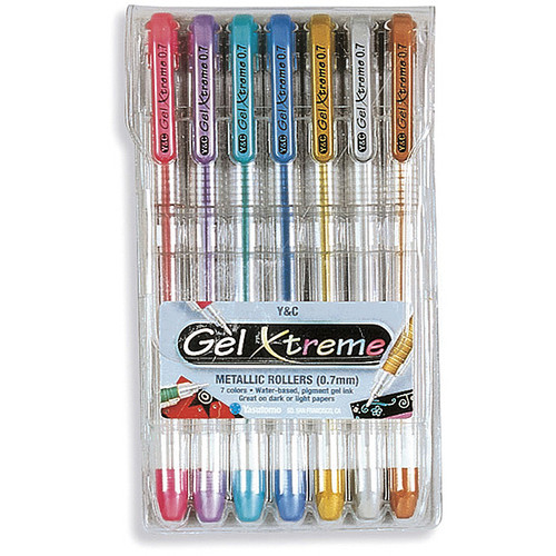 Gel Xtreme Metallic Pens .7mm 7/Pkg-Blue, Green, Gold, Pink, Silver, Purple GX1007 - 031248518156