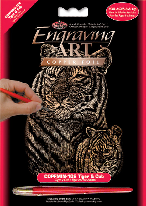 Royal & Langnickel(R) Copper Foil Engraving Art Kit 5"X7"-Tiger & Cub - COPMIN-102 - 090672381156