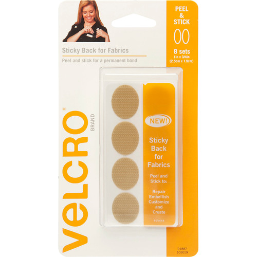 VELCRO(R) Brand STICKY BACK For Fabric Ovals 1"X.75"-Beige -91887 - 075967918873