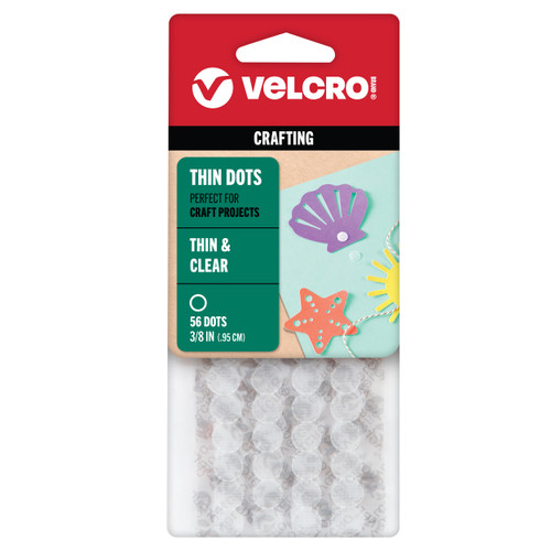 VELCRO(R) Brand Thin Fasteners Dots .375" 56/Pkg-Clear 91614 - 075967916145