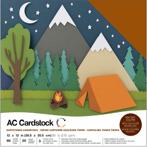 American Crafts Variety Cardstock Pack 12"X12" 60/Pkg-Earthtones AC376989 - 718813769891