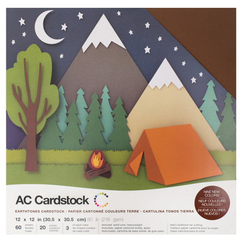 American Crafts Textured Cardstock Pack 12"X12" 60/Pkg-Earthtones - AC376996-76989 - 718813769891