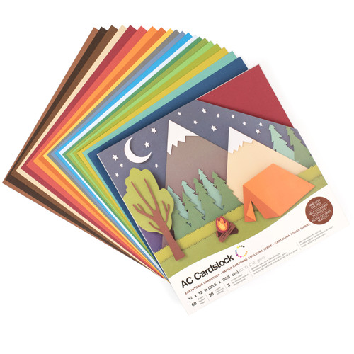 American Crafts Textured Cardstock Pack 12"X12" 60/Pkg-Earthtones - AC376996-76989
