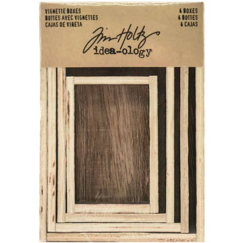 Idea-Ology Wooden Vignette Boxes 4/Pkg-Brown - TH93279 - 040861932799
