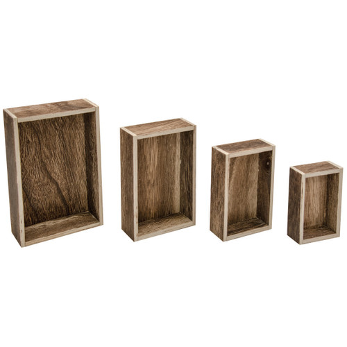 Idea-Ology Wooden Vignette Boxes 4/Pkg-Brown - TH93279