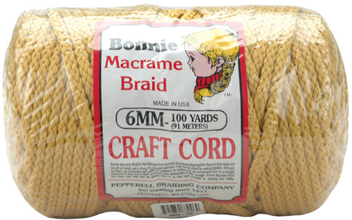 Pepperell Bonnie Macrame Craft Cord 6mmX100yd-Gold - BB6-100-026 - 725879670269