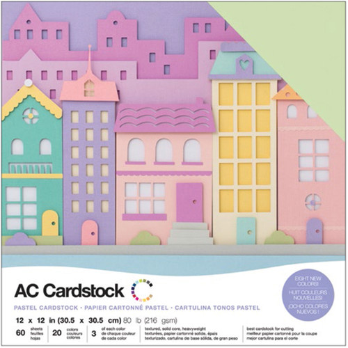 American Crafts Variety Cardstock Pack 12"X12" 60/Pkg-Pastels AC376992 - 718813769921