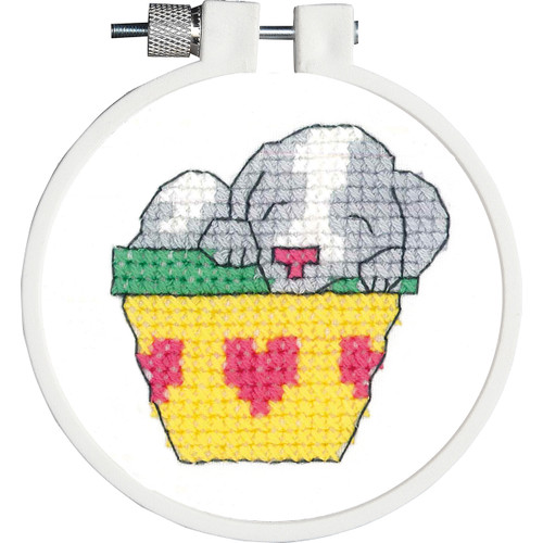 Janlynn Kid Stitch Stamped Cross Stitch Kit 3" Round-Sleepy Puppy - 21-1817