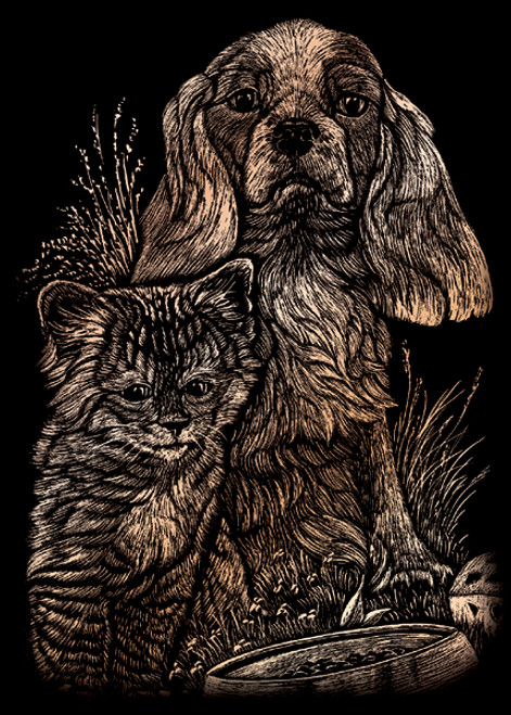 Royal & Langnickel(R) Copper Foil Engraving Art Kit 5"X7"-Kitten & Puppy - COPMIN-101