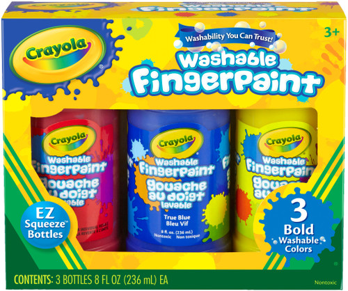 Crayola Washable Finger Paint 8oz 3/Pkg-Primary 55-1310 - 071662513108