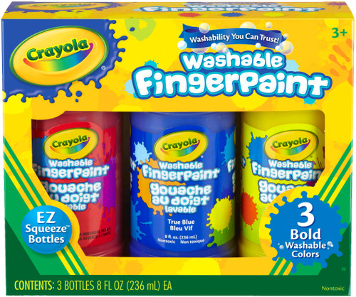 Crayola Washable Finger Paint 8oz 3/Pkg-Primary - 55-1310 - 071662513108