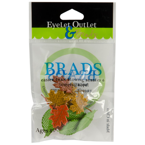 Eyelet Outlet Shape Brads 12/Pkg-Leaves QBRD2-229 - 879693009610