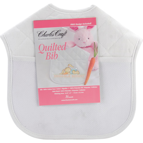 Charles Craft Quilted Baby Bib 14 Count 9"X9"-Solid White - BB4992-6750 - 078243001931