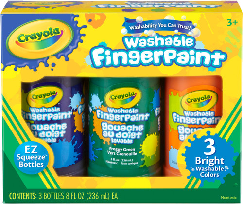 Crayola Washable Finger Paint 8oz 3/Pkg-Secondary 55-1311 - 071662213114