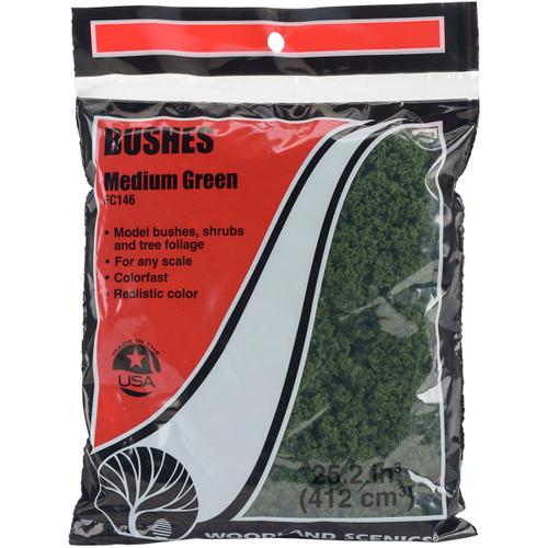 Woodland Scenics Bushes 18 To 25.2 Cubic Inches-Medium Green FCBUSH-FC146 - 724771001461