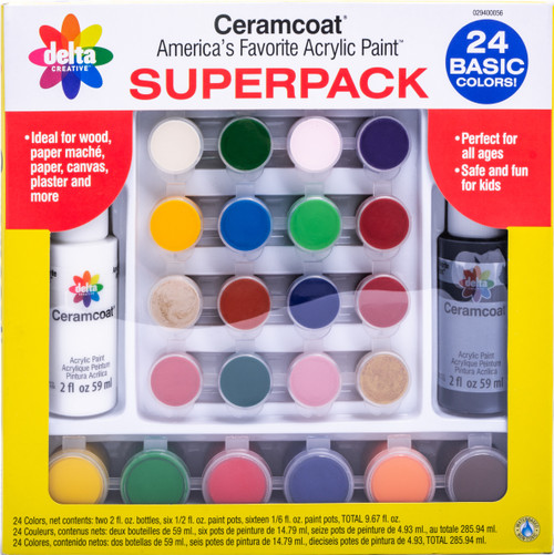 Delta Ceramcoat Acrylic Paint Superpack 24/Pkg-Basics - 29400056 - 017158294052