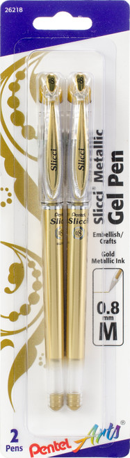 Pentel Slicci Metallic Gel Pens .8mm 2/Pkg-Gold Ink BG208BP2-X - 072512262184