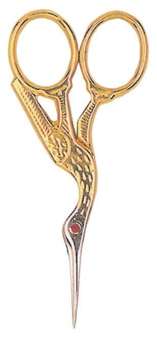 Tool Tron Red Ruby Swarovski Crystal Stork Scissors 3.5"-Gold-Plated - 102 - 781898001026